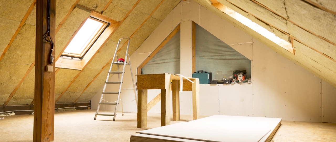 Unfinished attic room